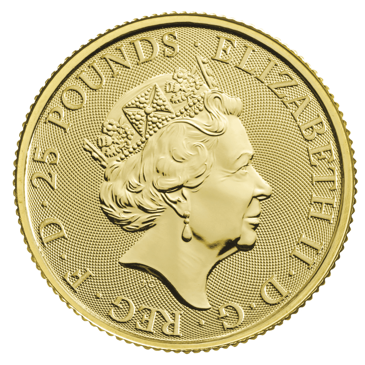 1/4oz Gold Queen Beast White Greyhound of Richmond (2021) — obverse