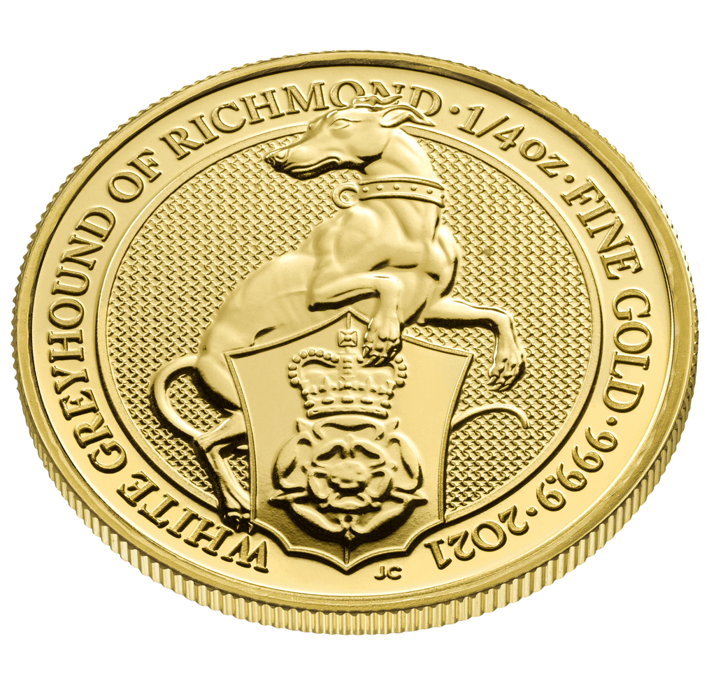 1/4oz Gold Queen Beast White Greyhound of Richmond (2021) — reverse and edge