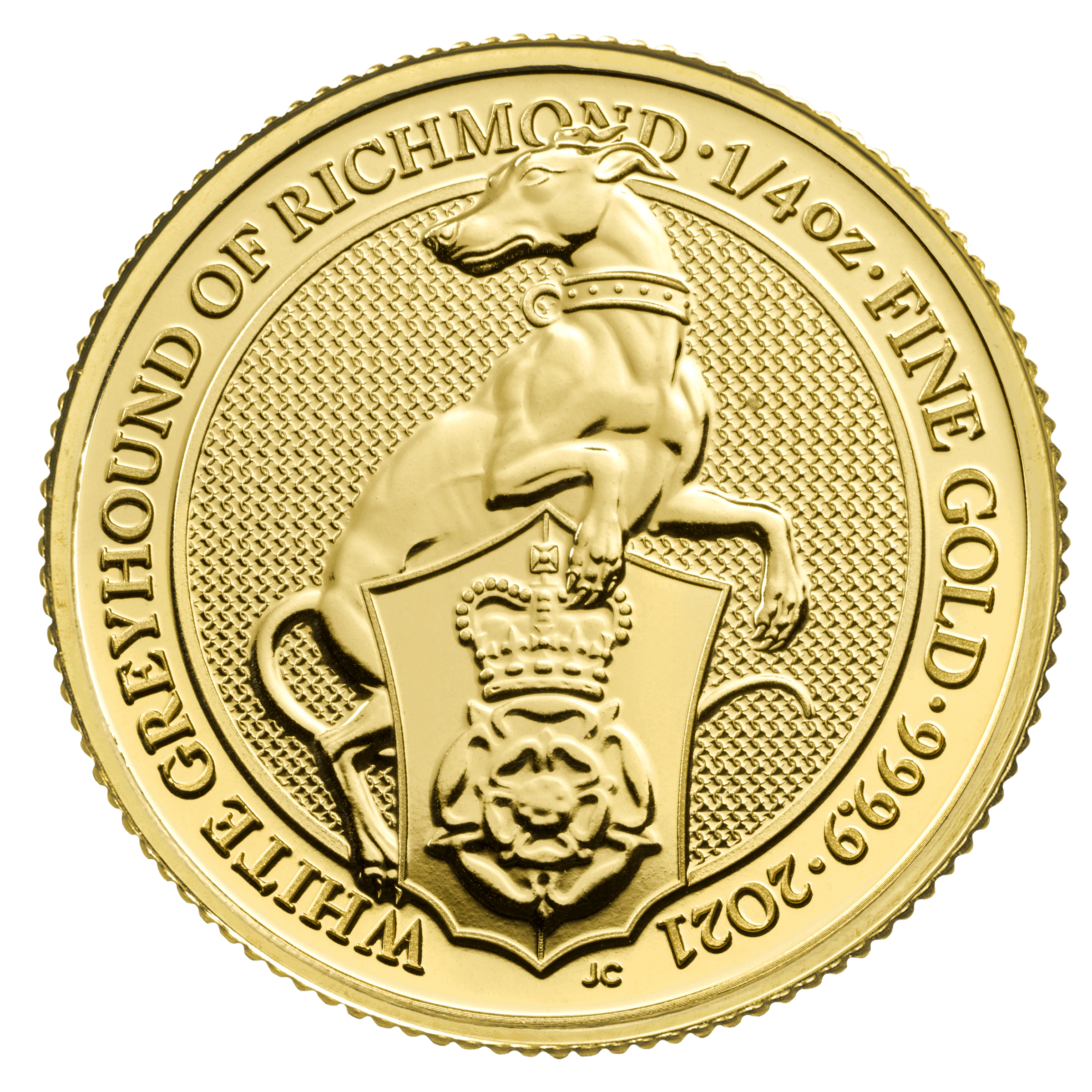 1/4oz Gold Queen Beast White Greyhound of Richmond (2021) — reverse