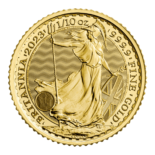 1/10 oz Gold Britannia QEII Coin 2023 — reverse