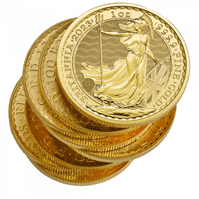 2026 1oz Gold Britannia KCIII Coins – Mega Box (100 Coins) — reverse, loose stack