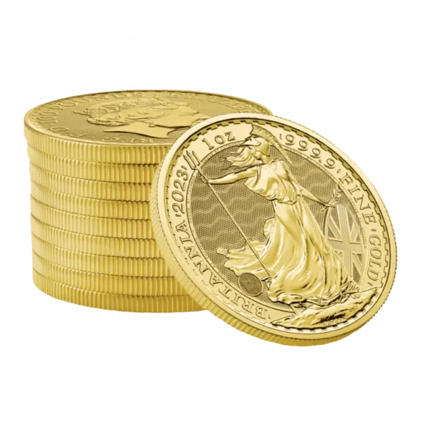 2026 1oz Gold Britannia KCIII Coins – Tube of 10 Coins — reverse, stacked
