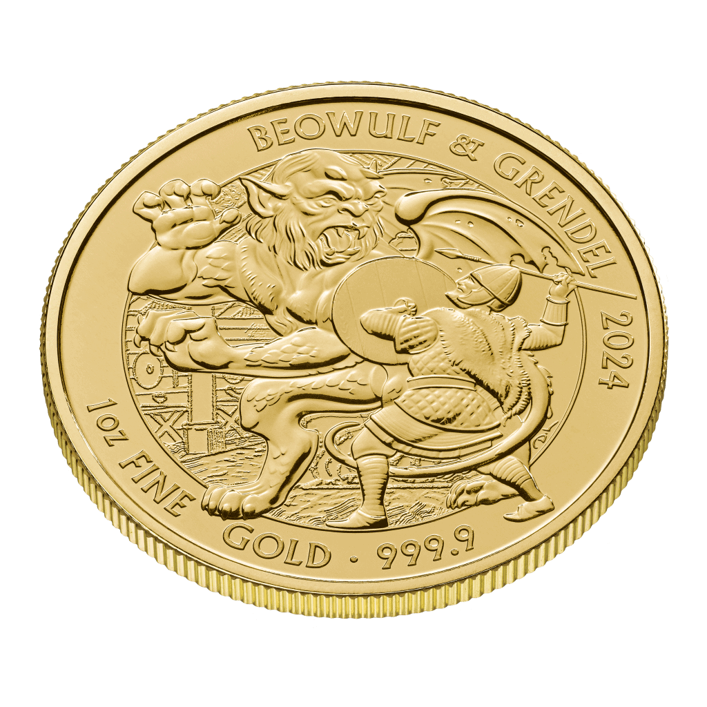 Beowulf Myths and Legends 1oz Gold Coin 2024 — reverse and edge