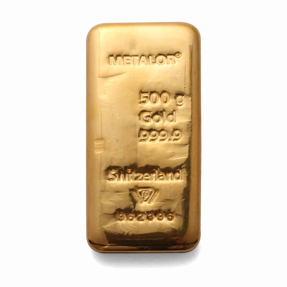 Metalor 500 Grams Gold Bar — cast bar