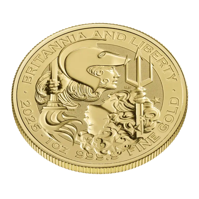 2025 Britannia & Liberty 1oz Gold Coin — reverse and edge