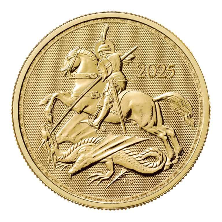 2025 St George & the Dragon 1oz Gold Coin — reverse