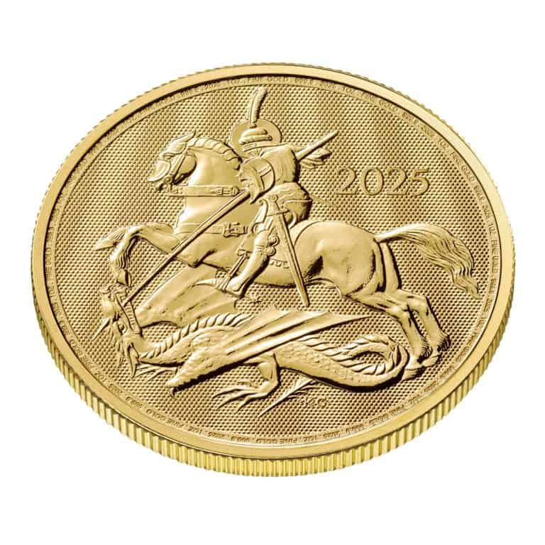 2025 St George & the Dragon 1oz Gold Coin — reverse and edge